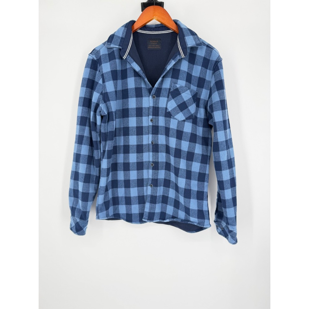 Nomad‎ Mens Blue Buffalo Plaid Thermal Flannel Shirt Jacket Medium Cabincore